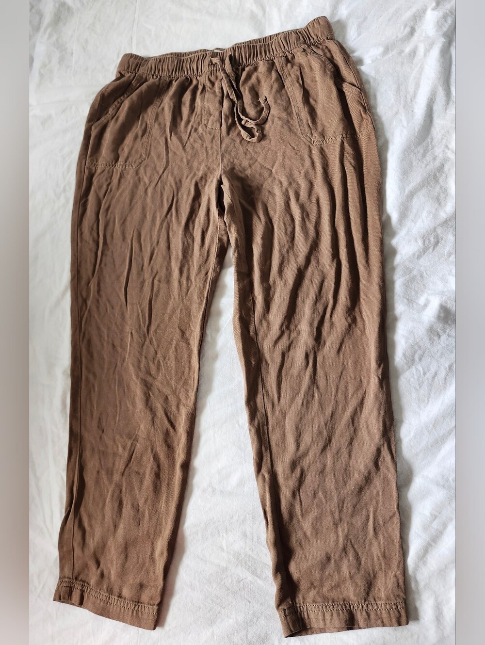 Brown Drawstring Casual Trousers